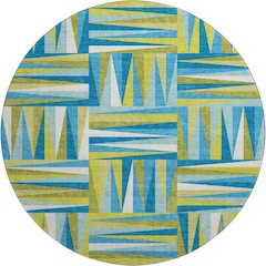 Premium Machine Washable Mayfield AMF1012 Teal 8' x 8' Round Rug