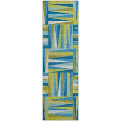 Premium Machine Washable Mayfield AMF1012 Teal 2'3" x 7'6" Runner Rug
