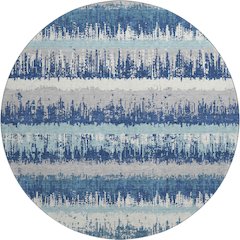 Premium Machine Washable Mayfield AMF1013 Blue 8' x 8' Round Rug
