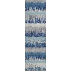 Premium Machine Washable Mayfield AMF1013 Blue 2'3" x 7'6" Runner Rug