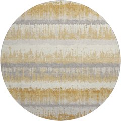 Premium Machine Washable Mayfield AMF1013 Gold 8' x 8' Round Rug
