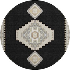 Premium Machine Washable Mayfield AMF1014 Black 8' x 8' Round Rug