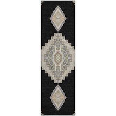 Premium Machine Washable Mayfield AMF1014 Black 2'3" x 7'6" Runner Rug