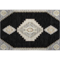 Premium Machine Washable Mayfield AMF1014 Black 1'8" x 2'6" Rug