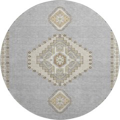 Premium Machine Washable Mayfield AMF1014 Gray 8' x 8' Round Rug