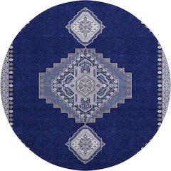 Premium Machine Washable Mayfield AMF1014 Navy 8' x 8' Round Rug