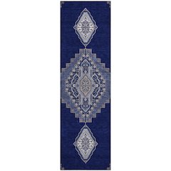 Premium Machine Washable Mayfield AMF1014 Navy 2'3" x 7'6" Runner Rug