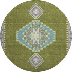 Premium Machine Washable Mayfield AMF1014 Olive 8' x 8' Round Rug