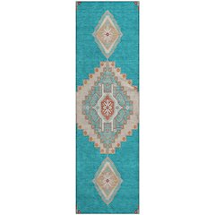 Premium Machine Washable Mayfield AMF1014 Teal 2'3" x 7'6" Runner Rug