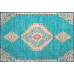 Premium Machine Washable Mayfield AMF1014 Teal 1'8" x 2'6" Rug