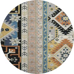 Premium Machine Washable Mayfield AMF1015 Black 8' x 8' Round Rug