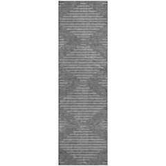 Premium Machine Washable Mayfield AMF1016 Charcoal 2'3" x 7'6" Runner Rug