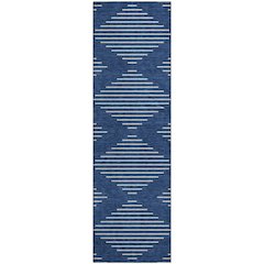 Premium Machine Washable Mayfield AMF1016 Navy 2'3" x 7'6" Runner Rug