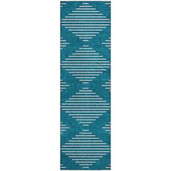 Premium Machine Washable Mayfield AMF1016 Teal 2'3" x 7'6" Runner Rug