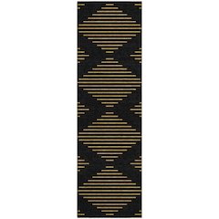 Premium Machine Washable Mayfield AMF1017 Black 2'3" x 7'6" Runner Rug