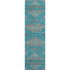 Premium Machine Washable Mayfield AMF1017 Teal 2'3" x 7'6" Runner Rug