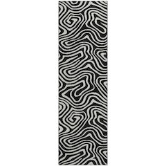 Premium Machine Washable Mayfield AMF1020 Black 2'3" x 7'6" Runner Rug