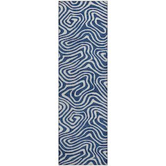 Premium Machine Washable Mayfield AMF1020 Navy 2'3" x 7'6" Runner Rug