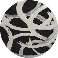 Premium Machine Washable Mayfield AMF1022 Black 8' x 8' Round Rug