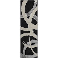Premium Machine Washable Mayfield AMF1022 Black 2'3" x 7'6" Runner Rug