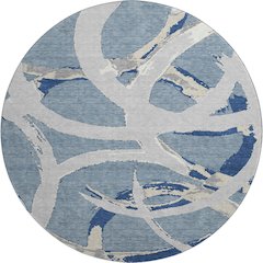 Premium Machine Washable Mayfield AMF1022 Denim 8' x 8' Round Rug