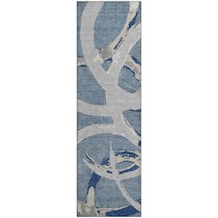 Premium Machine Washable Mayfield AMF1022 Denim 2'3" x 7'6" Runner Rug