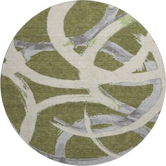 Premium Machine Washable Mayfield AMF1022 Olive 8' x 8' Round Rug