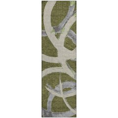 Premium Machine Washable Mayfield AMF1022 Olive 2'3" x 7'6" Runner Rug