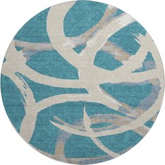 Premium Machine Washable Mayfield AMF1022 Teal 8' x 8' Round Rug
