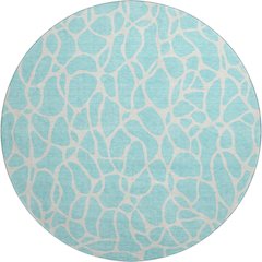 Premium Machine Washable Mayfield AMF1024 Aqua 8' x 8' Round Rug