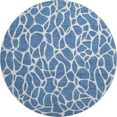 Premium Machine Washable Mayfield AMF1024 Blue 8' x 8' Round Rug