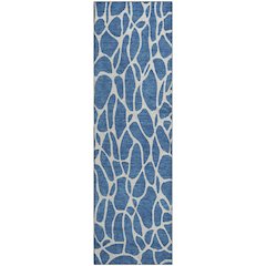 Premium Machine Washable Mayfield AMF1024 Blue 2'3" x 7'6" Runner Rug