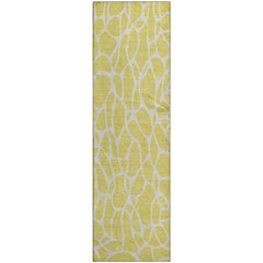Premium Machine Washable Mayfield AMF1024 Yellow 2'3" x 7'6" Runner Rug