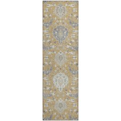 Premium Machine Washable Mayfield AMF1026 Gold 2'3" x 7'6" Runner Rug