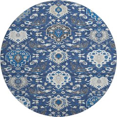 Premium Machine Washable Mayfield AMF1026 Navy 8' x 8' Round Rug