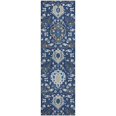 Premium Machine Washable Mayfield AMF1026 Navy 2'3" x 7'6" Runner Rug