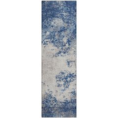 Premium Machine Washable Mayfield AMF1027 Navy 2'3" x 7'6" Runner Rug