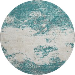 Premium Machine Washable Mayfield AMF1027 Teal 8' x 8' Round Rug