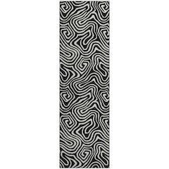 Premium Machine Washable Mayfield AMF1030 Black 2'3" x 7'6" Runner Rug