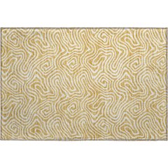 Premium Machine Washable Mayfield AMF1030 Gold 1'8" x 2'6" Rug