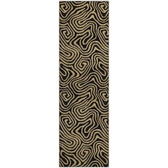 Premium Machine Washable Mayfield AMF1031 Black 2'3" x 7'6" Runner Rug