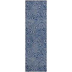 Premium Machine Washable Mayfield AMF1031 Navy 2'3" x 7'6" Runner Rug