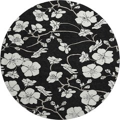 Premium Machine Washable Mayfield AMF1032 Black 8' x 8' Round Rug