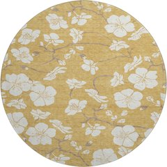 Premium Machine Washable Mayfield AMF1032 Gold 8' x 8' Round Rug