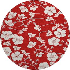 Premium Machine Washable Mayfield AMF1032 Red 8' x 8' Round Rug