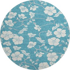 Premium Machine Washable Mayfield AMF1032 Turquoise 8' x 8' Round Rug