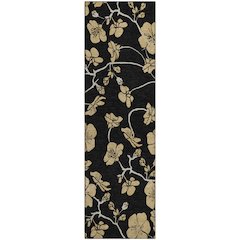 Premium Machine Washable Mayfield AMF1034 Black 2'3" x 7'6" Runner Rug