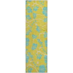 Premium Machine Washable Mayfield AMF1034 Yellow 2'3" x 7'6" Runner Rug