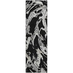 Premium Machine Washable Mayfield AMF1035 Black 2'3" x 7'6" Runner Rug