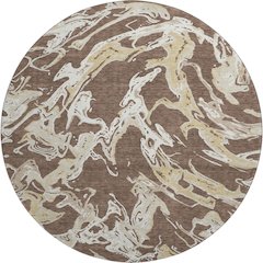 Premium Machine Washable Mayfield AMF1035 Brown 8' x 8' Round Rug